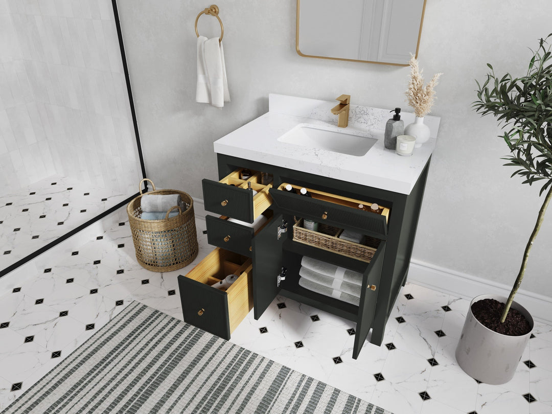 Sonoma 36 in. W x 22 in. D with Center Sink Bathroom Vanity | 
              
                Black Top
                
                  
             - SON_BLT_BRS_36CR - photo №3