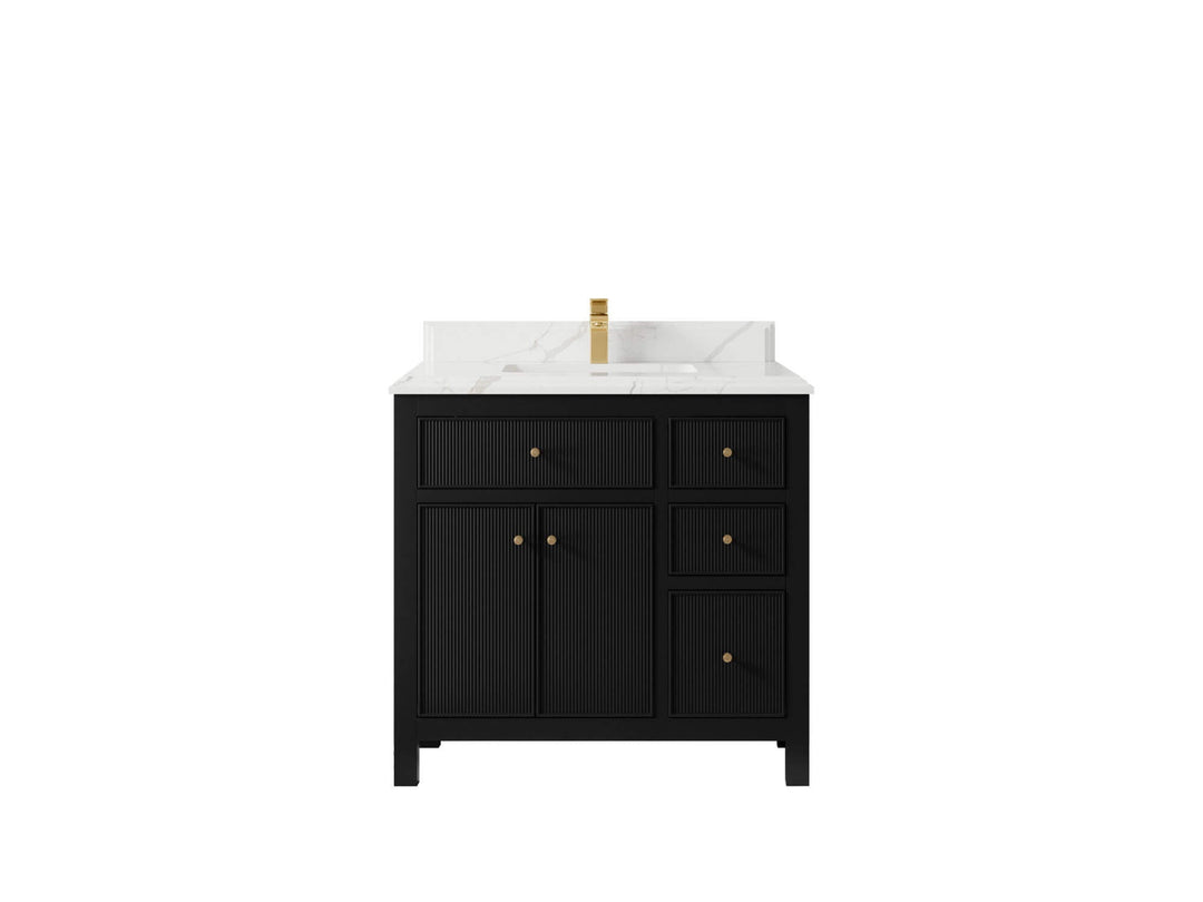 Sonoma 36 in. W x 22 in. D Center Sink Bathroom Vanity | 
              
                Black
                
                  
             - SON_BLK_WHQZ_36CL - photo №13