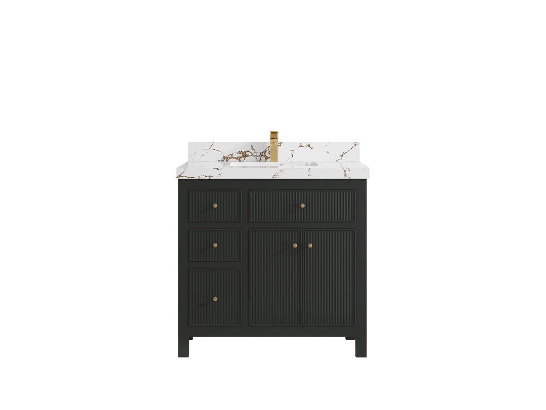 Sonoma 36 in. W x 22 in. D with Center Sink Bathroom Vanity | 
              
                Black Top
                
                  
             - SON_BLT_BRS_36CR - photo №19