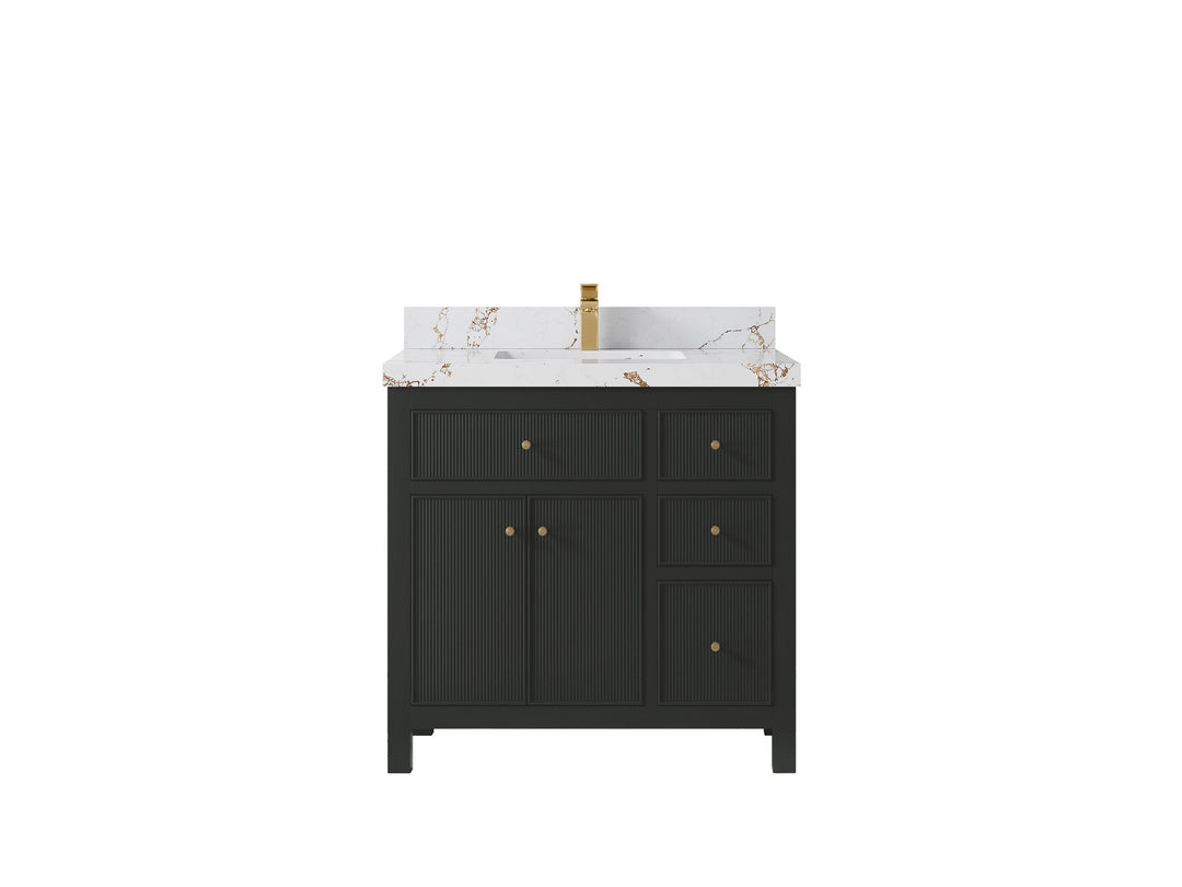 Sonoma 36 in. W x 22 in. D Center Sink Bathroom Vanity | 
              
                Black Top
                
                  
             - SON-CAB-BLT-35L - photo №37