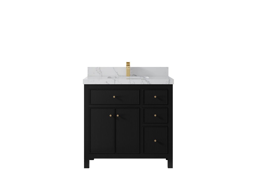 Sonoma 36 in. W x 22 in. D Center Sink Bathroom Vanity | 
              
                Black
                
                  
             - SON_BLK_WHQZ_36CL - photo №22