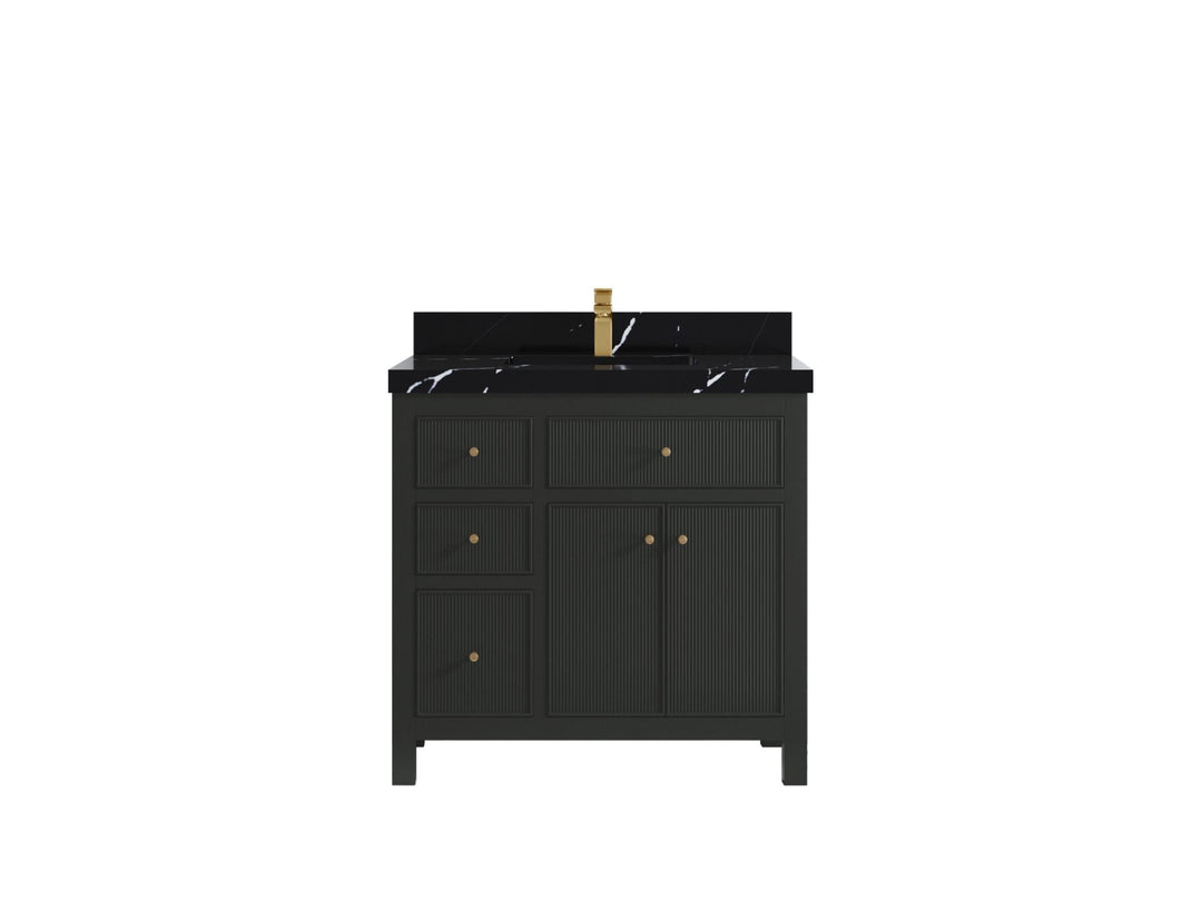Sonoma 36 in. W x 22 in. D with Center Sink Bathroom Vanity | 
              
                Black Top
                
                  
             - SON_BLT_BRS_36CR - photo №6
