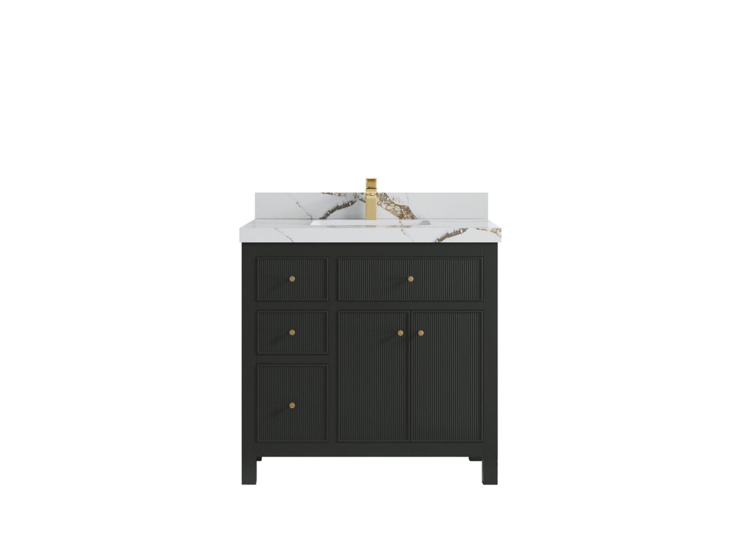 Sonoma 36 in. W x 22 in. D with Center Sink Bathroom Vanity | 
              
                Black Top
                
                  
             - SON_BLT_BRS_36CR - photo №7