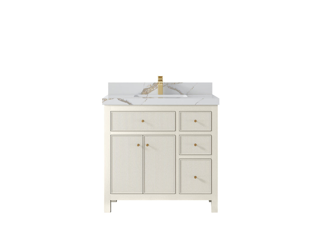 Sonoma 36 in. W x 22 in. D Center Sink Bathroom Vanity | 
              
                Alabaster
                
                  
             - SON_ALB_WHQZ_36CL - photo №9