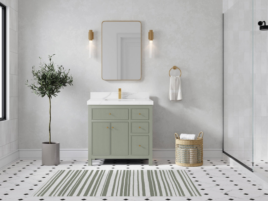 Sonoma 36 in. W x 22 in. D Center Sink Bathroom Vanity | 
              
                Evergreen
                
                  
             - SON_EGN_WHQZ_36CL - photo №4