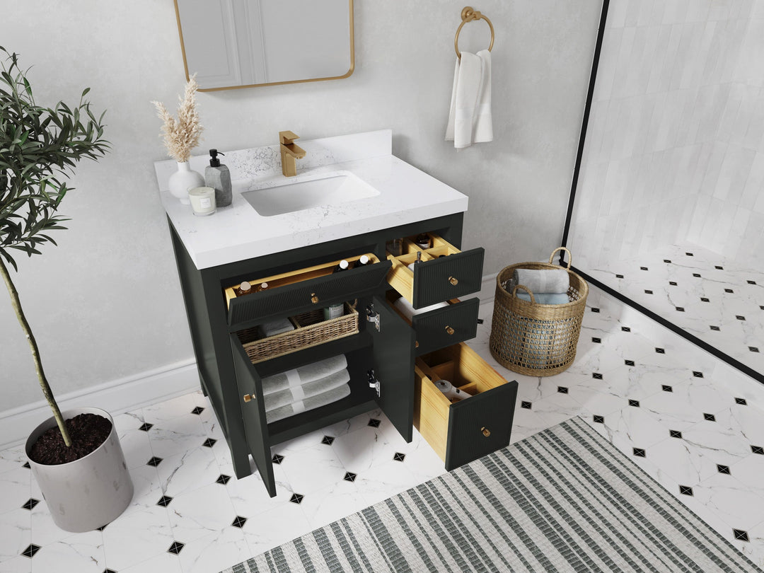 Sonoma 36 in. W x 22 in. D Center Sink Bathroom Vanity | 
              
                Black Top
                
                  
             - SON-CAB-BLT-35L - photo №4