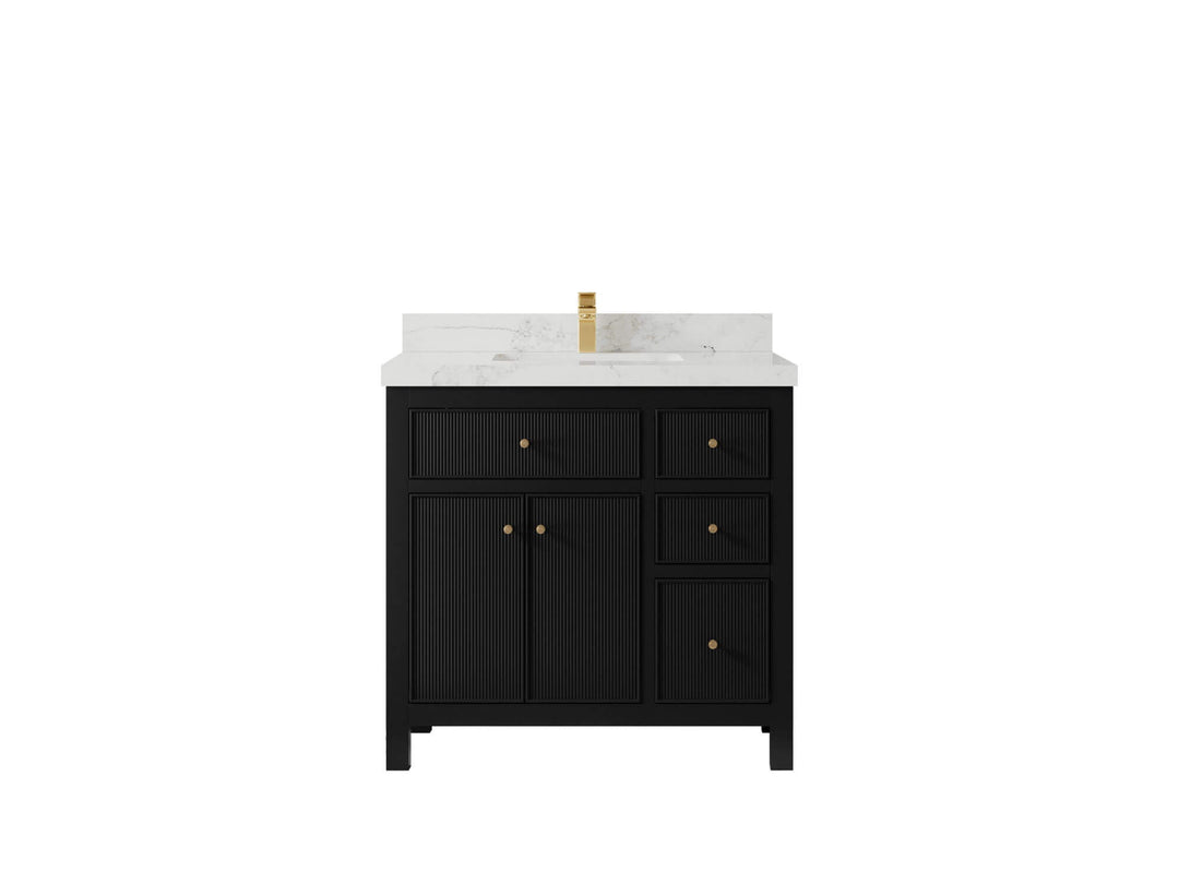 Sonoma 36 in. W x 22 in. D Center Sink Bathroom Vanity | 
              
                Black
                
                  
             - SON_BLK_WHQZ_36CL - photo №9