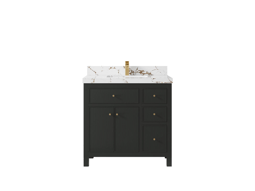 Sonoma 36 in. W x 22 in. D Center Sink Bathroom Vanity | 
              
                Black Top
                
                  
             - SON-CAB-BLT-35L - photo №35