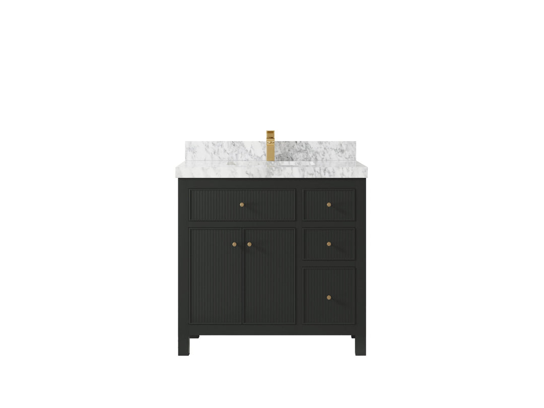 Sonoma 36 in. W x 22 in. D Center Sink Bathroom Vanity | 
              
                Black Top
                
                  
             - SON-CAB-BLT-35L - photo №9