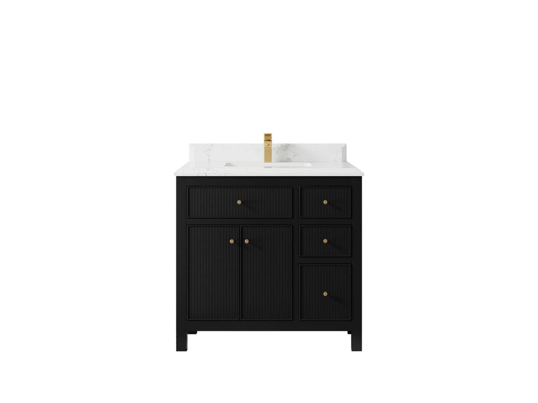 Sonoma 36 in. W x 22 in. D Center Sink Bathroom Vanity | 
              
                Black
                
                  
             - SON_BLK_WHQZ_36CL - photo №14