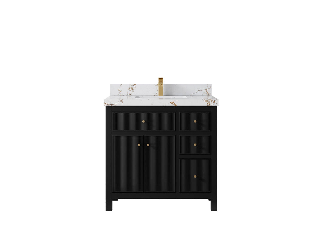 Sonoma 36 in. W x 22 in. D Center Sink Bathroom Vanity | 
              
                Black
                
                  
             - SON_BLK_WHQZ_36CL - photo №20
