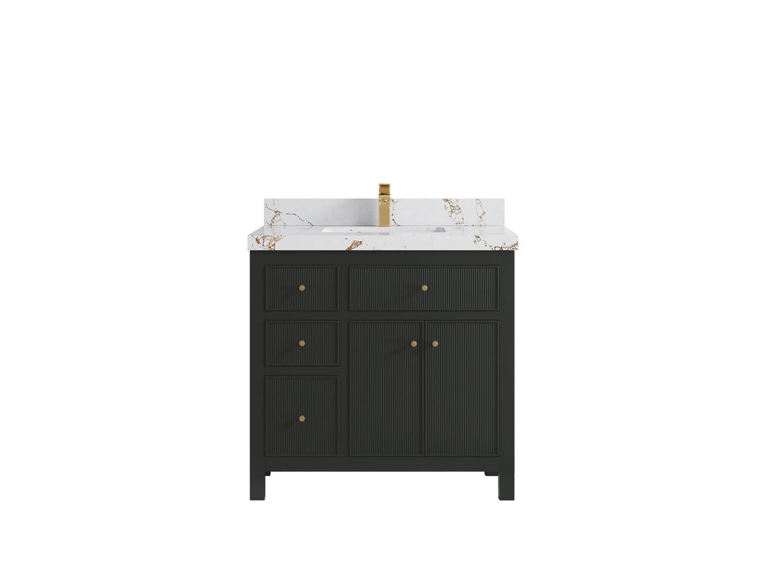 Sonoma 36 in. W x 22 in. D with Center Sink Bathroom Vanity | 
              
                Black Top
                
                  
             - SON_BLT_BRS_36CR - photo №20
