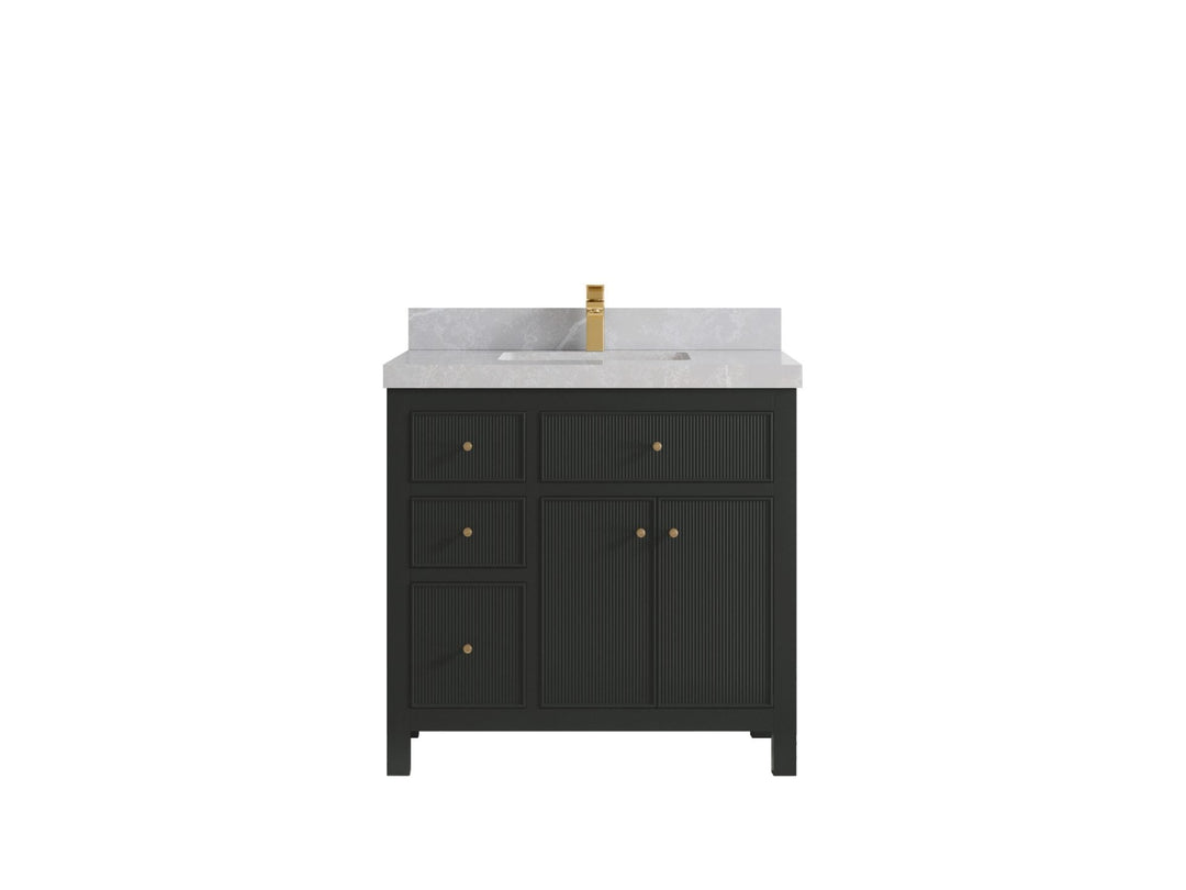 Sonoma 36 in. W x 22 in. D with Center Sink Bathroom Vanity | 
              
                Black Top
                
                  
             - SON_BLT_BRS_36CR - photo №17