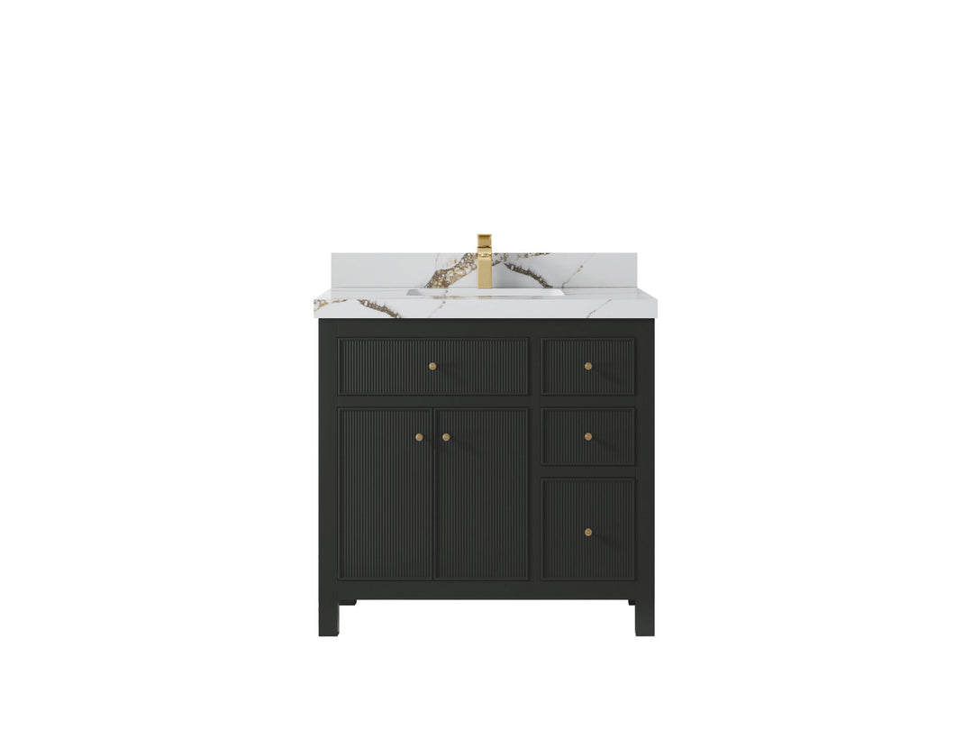 Sonoma 36 in. W x 22 in. D Center Sink Bathroom Vanity | 
              
                Black Top
                
                  
             - SON-CAB-BLT-35L - photo №15