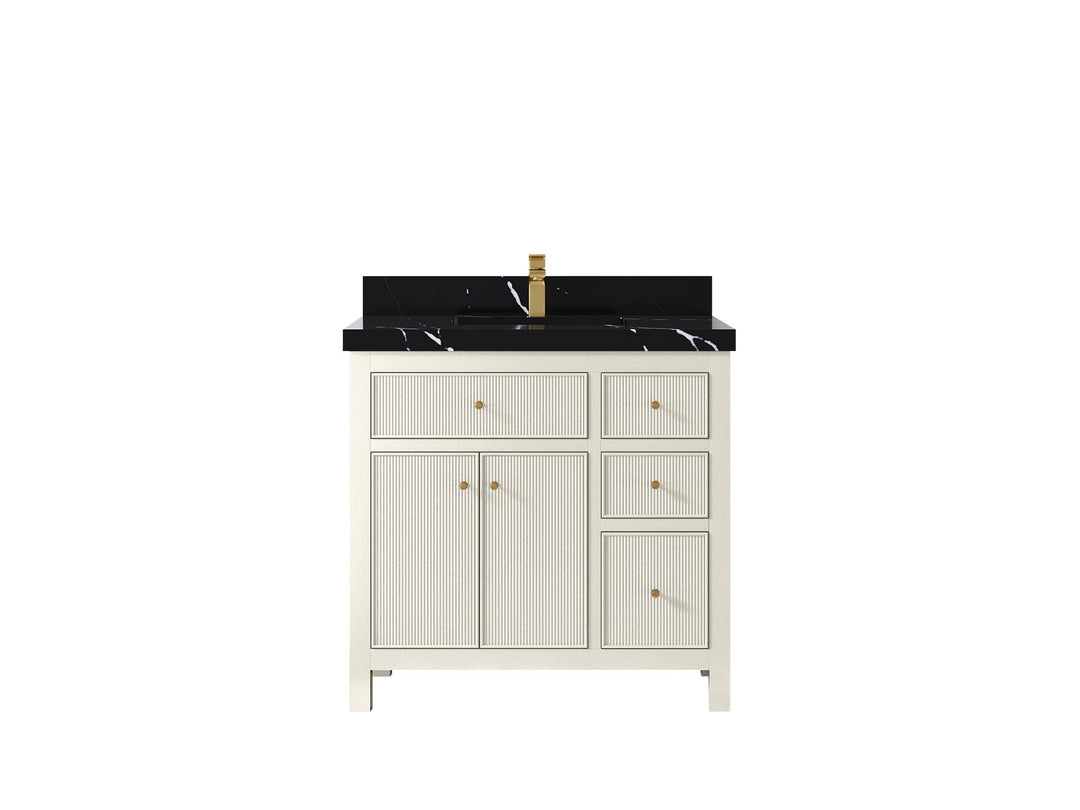 Sonoma 36 in. W x 22 in. D Center Sink Bathroom Vanity | 
              
                Alabaster
                
                  
             - SON_ALB_WHQZ_36CL - photo №7