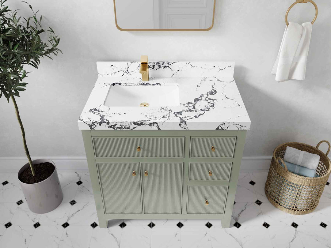 Sonoma 36 in. W x 22 in. D Left Offset Sink Bathroom Vanity | 
              
                Evergreen
                
                  
             - SON_EGN_BRS_36L - photo №45