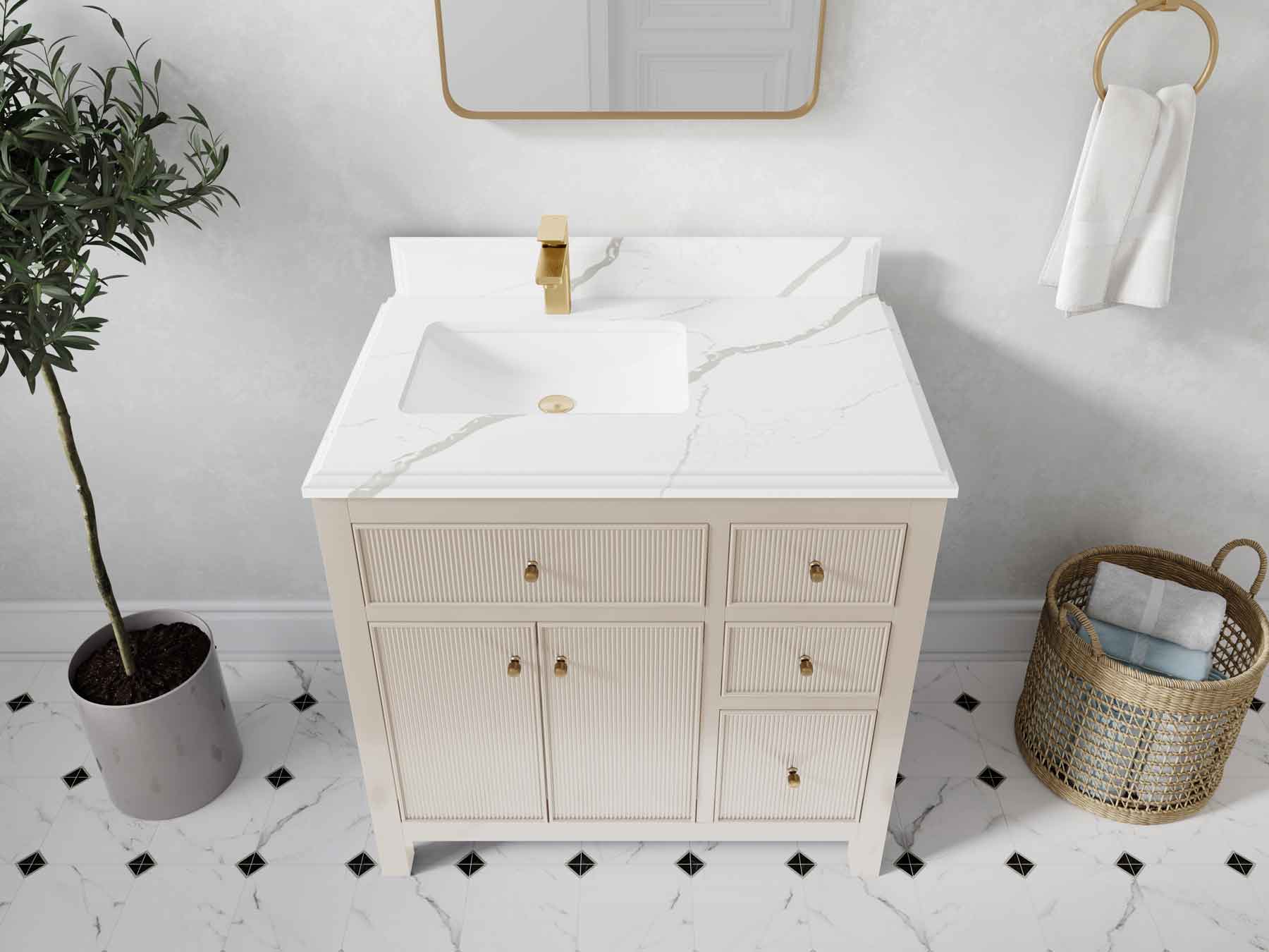 Sonoma 36 in. W x 22 in. D Left Offset Sink Bathroom Vanity - Willow Bath and Vanity