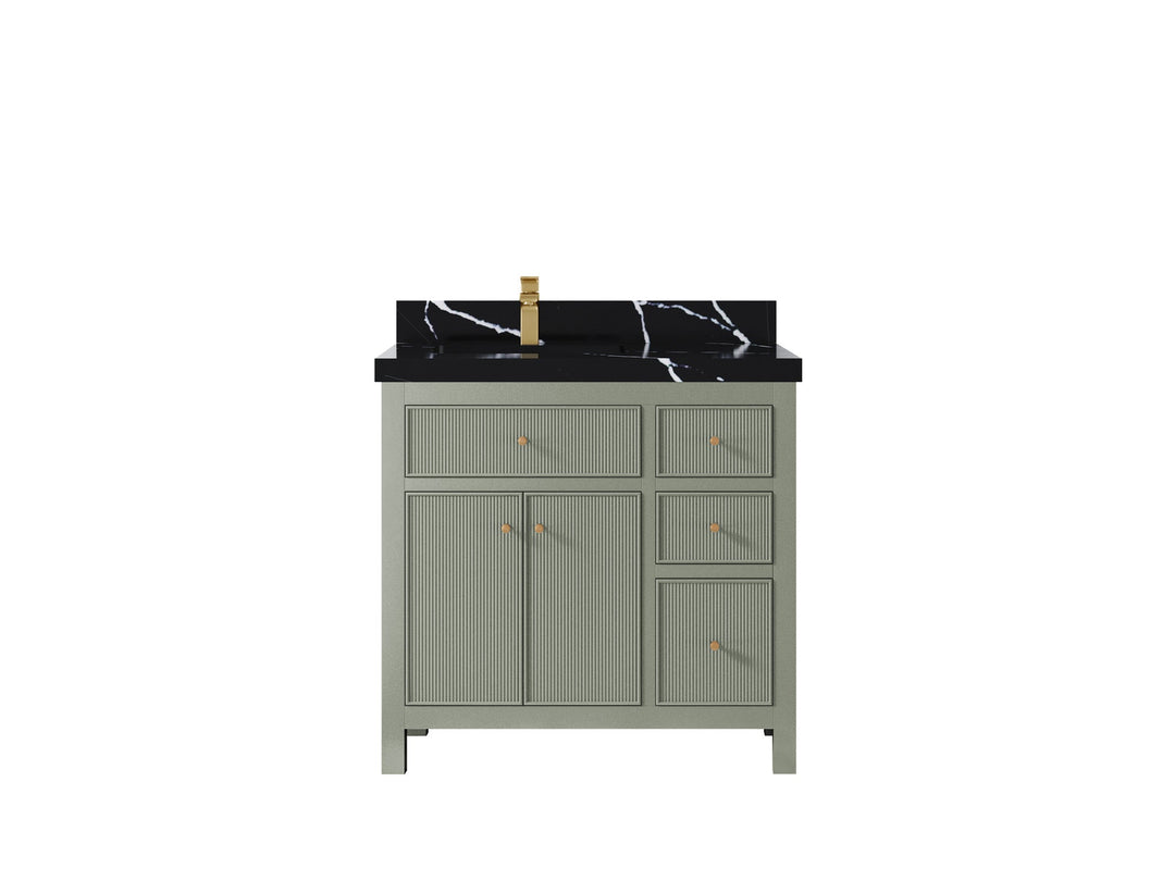 Sonoma 36 in. W x 22 in. D Left Offset Sink Bathroom Vanity | 
              
                Evergreen
                
                  
             - SON_EGN_BRS_36L - photo №14
