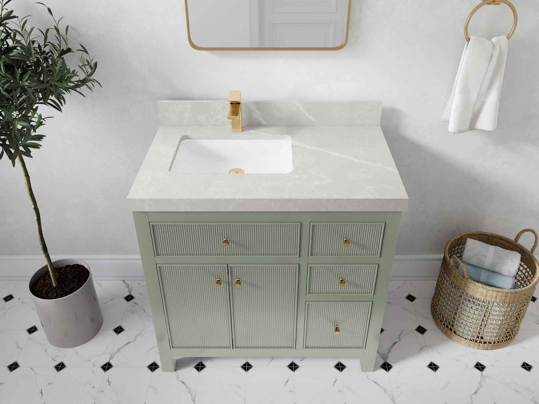 Sonoma 36 in. W x 22 in. D Left Offset Sink Bathroom Vanity | 
              
                Evergreen
                
                  
             - SON_EGN_BRS_36L - photo №35