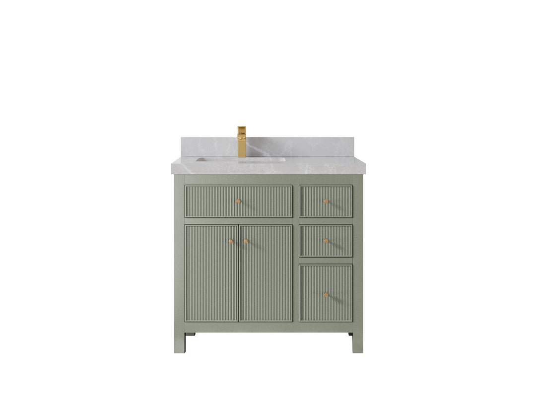 Sonoma 36 in. W x 22 in. D Left Offset Sink Bathroom Vanity | 
              
                Evergreen
                
                  
             - SON_EGN_BRS_36L - photo №36