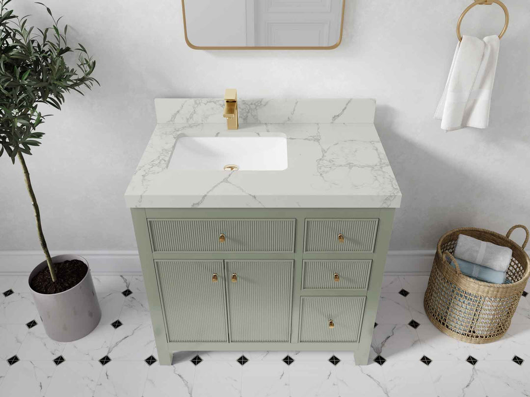 Sonoma 36 in. W x 22 in. D Left Offset Sink Bathroom Vanity | 
              
                Evergreen
                
                  
             - SON_EGN_BRS_36L - photo №39