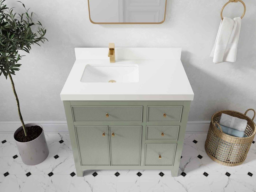 Sonoma 36 in. W x 22 in. D Left Offset Sink Bathroom Vanity | 
              
                Evergreen
                
                  
             - SON_EGN_BRS_36L - photo №47