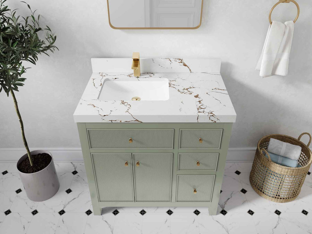Sonoma 36 in. W x 22 in. D Left Offset Sink Bathroom Vanity | 
              
                Evergreen
                
                  
             - SON_EGN_BRS_36L - photo №41