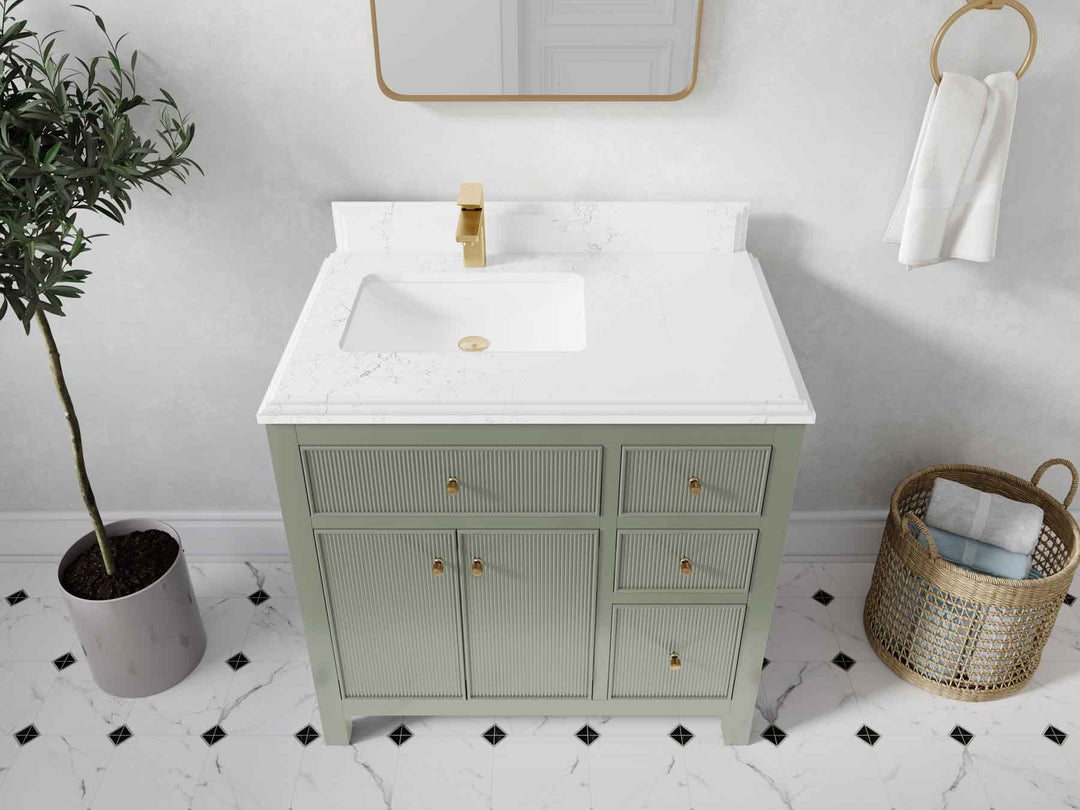 Sonoma 36 in. W x 22 in. D Left Offset Sink Bathroom Vanity | 
              
                Evergreen
                
                  
             - SON_EGN_BRS_36L - photo №29