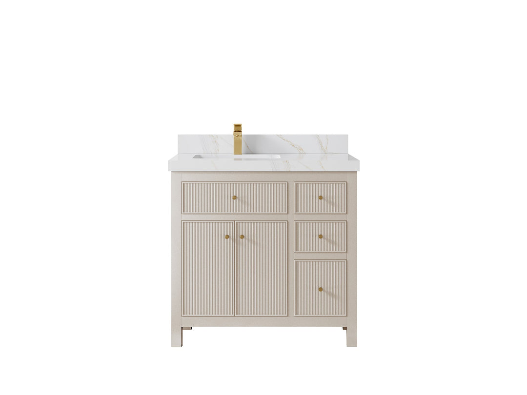 Sonoma 36 in. W x 22 in. D Left Offset Sink Bathroom Vanity | 
              
                 Fine Grain Linen Beige
                
                  
             - SON_FNG_BRS_36L - photo №17