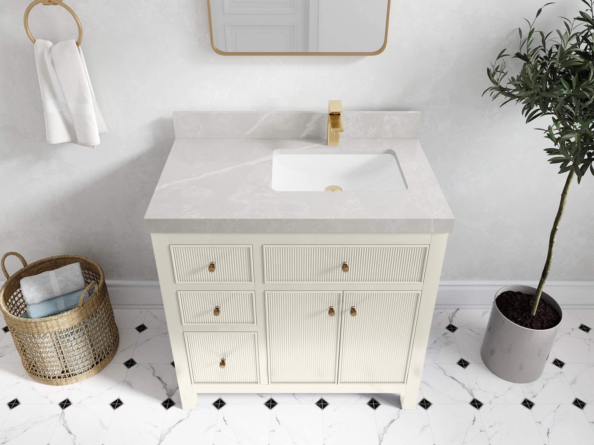 Sonoma 36 in. W x 22 in. D Right Offset Sink Bathroom Vanity - Willow Bath and Vanity