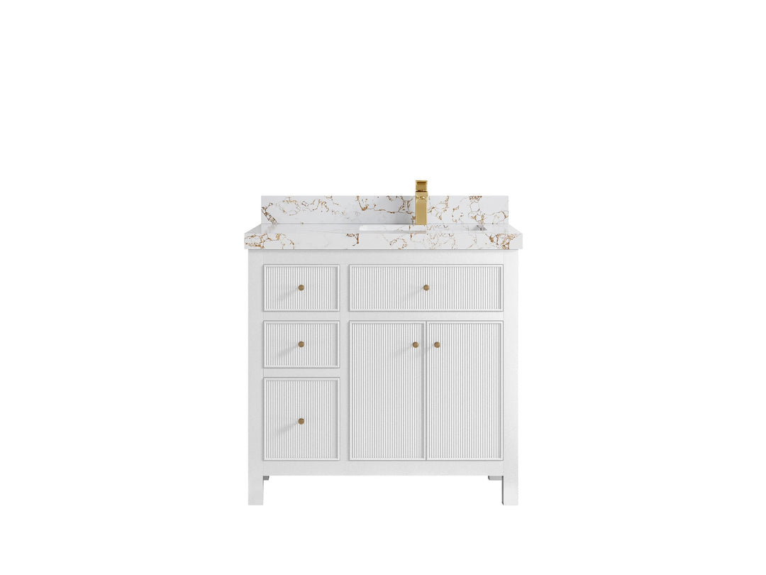 Sonoma 36 in. W x 22 in. D Right Offset Sink Bathroom Vanity | 
              
                White
                
                  
             - SON_WH_BRS_36R - photo №28