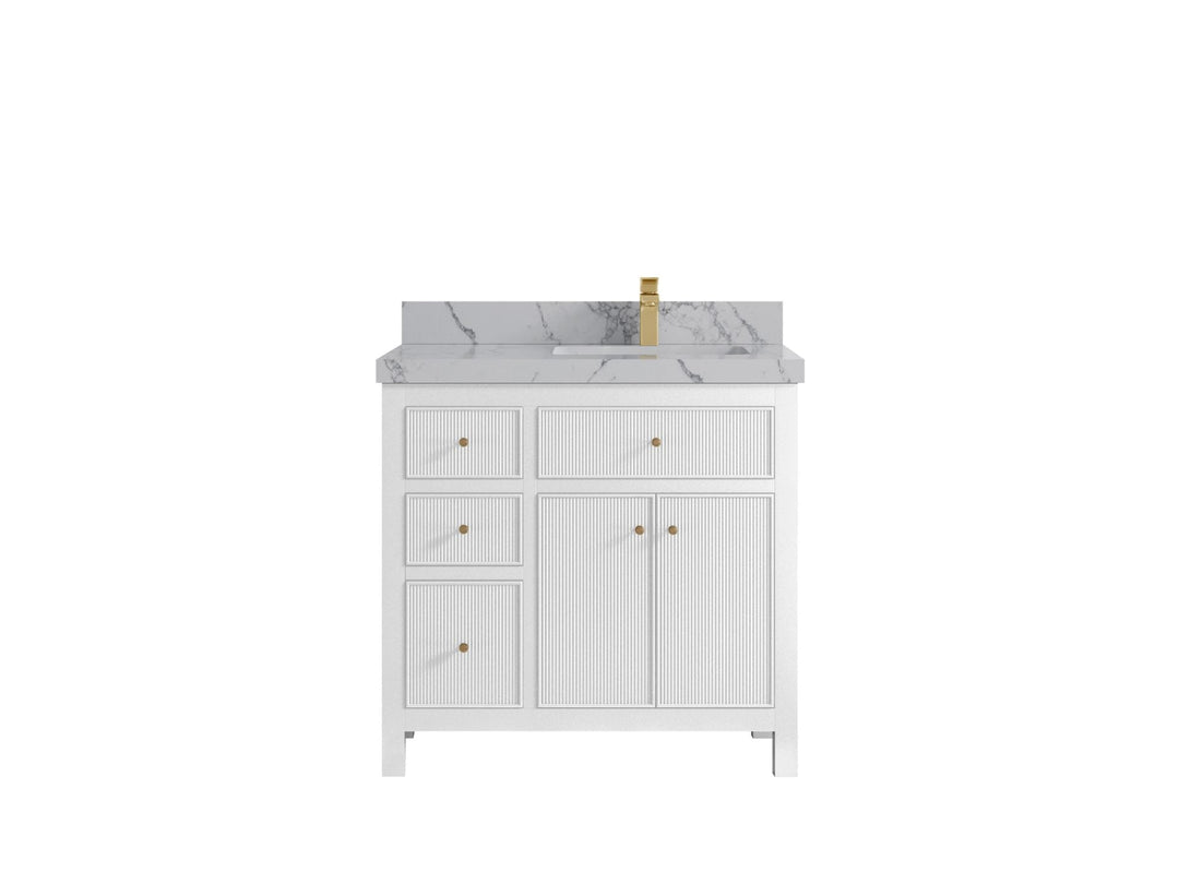 Sonoma 36 in. W x 22 in. D Right Offset Sink Bathroom Vanity | 
              
                White
                
                  
             - SON_WH_BRS_36R - photo №23
