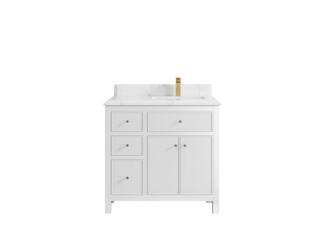 Sonoma 36 in. W x 22 in. D Right Offset Sink Bathroom Vanity | 
              
                White
                
                  
             - SON_WH_BRS_36R - photo №15