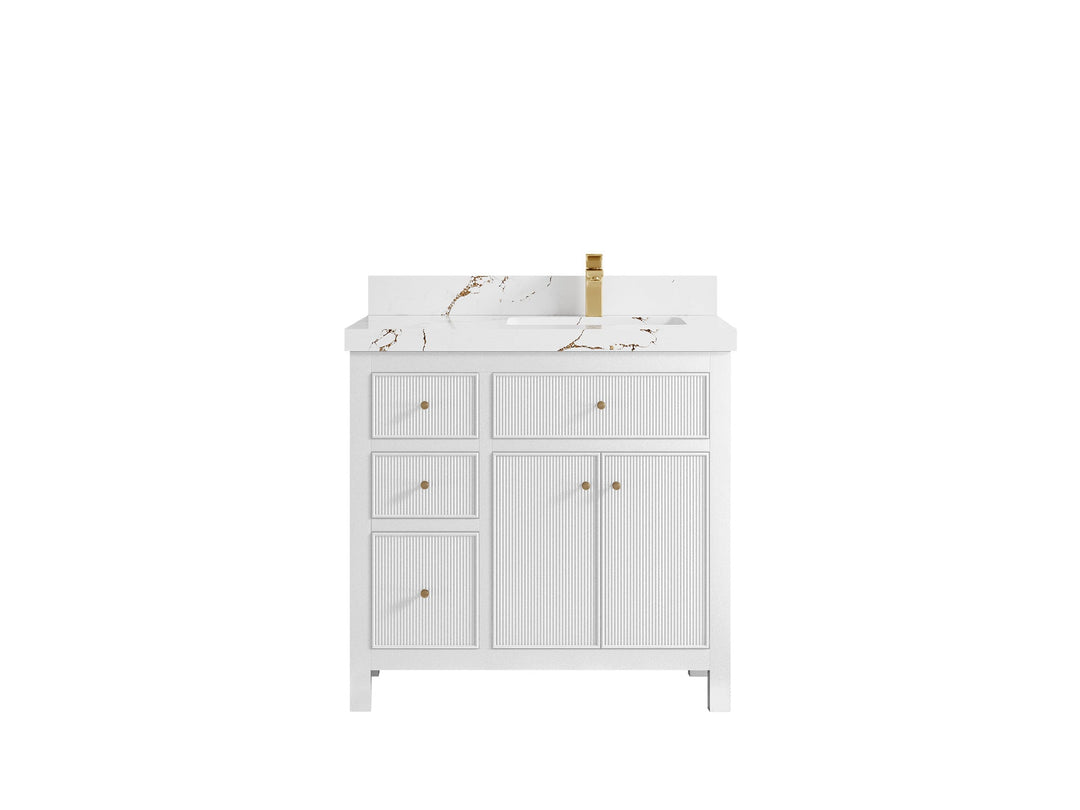 Sonoma 36 in. W x 22 in. D Right Offset Sink Bathroom Vanity | 
              
                White
                
                  
             - SON_WH_BRS_36R - photo №20