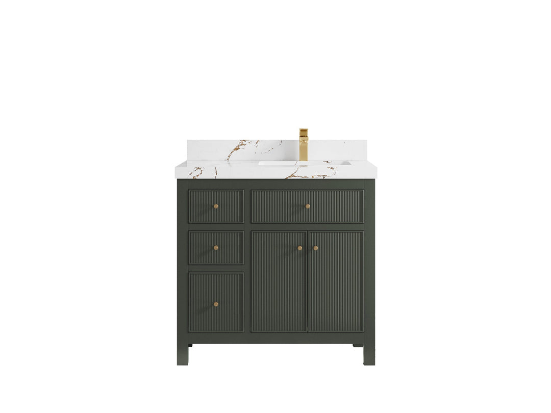 Sonoma 36 in. W x 22 in. D Right Offset Sink Bathroom Vanity | 
              
                Pewter Green
                
                  
             - SON_PGN_WHQZ_36R - photo №42