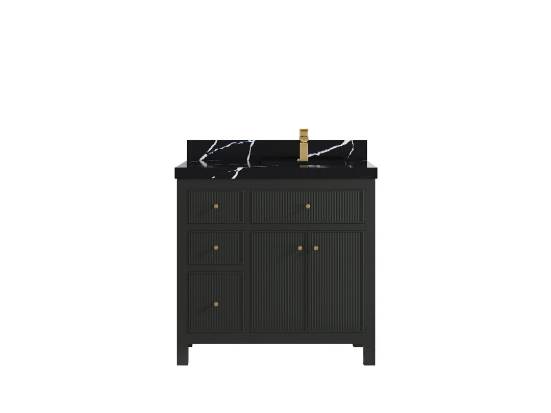 Sonoma 36 in. W x 22 in. D Right Offset Sink Bathroom Vanity | 
              
                Black Top
                
                  
             - SON_BLT_BRS_36R - photo №14