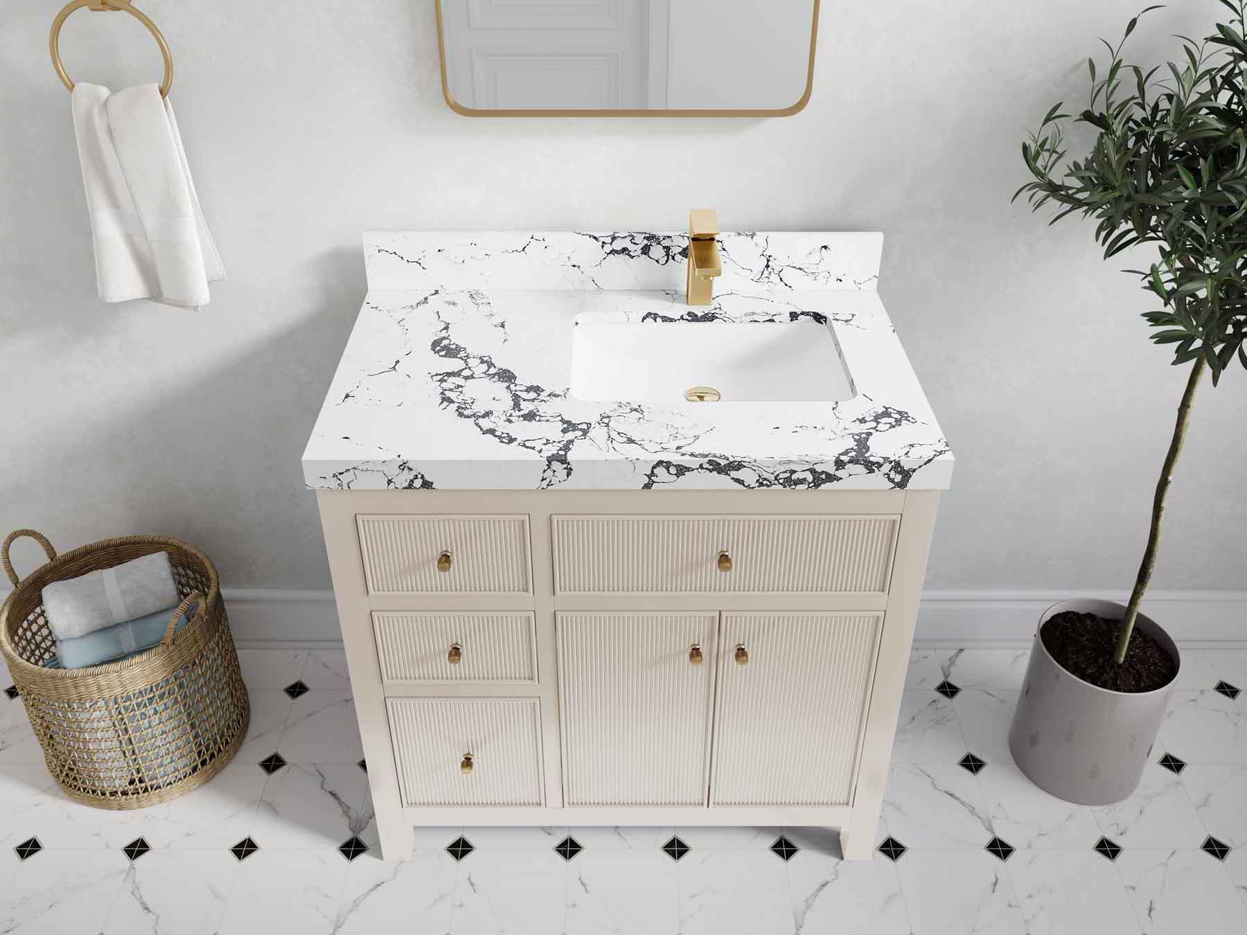 Sonoma 36 in. W x 22 in. D Right Offset Sink Bathroom Vanity - Willow Bath and Vanity