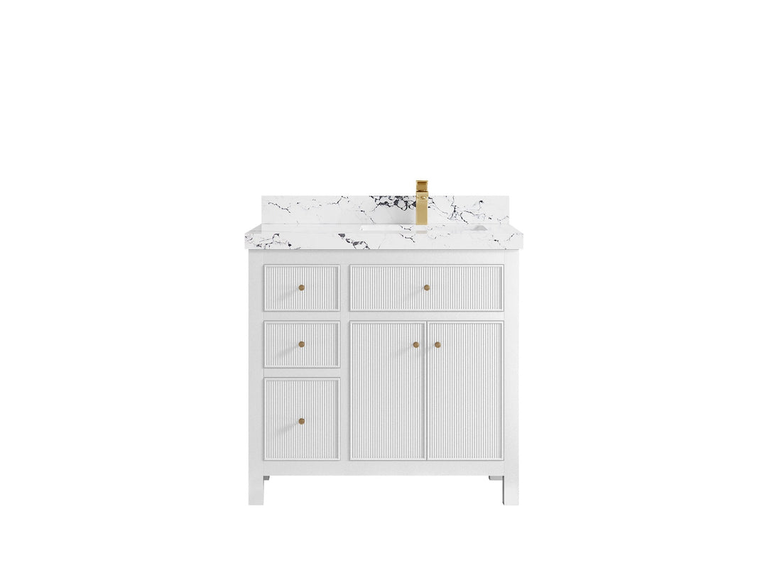 Sonoma 36 in. W x 22 in. D Right Offset Sink Bathroom Vanity | 
              
                White
                
                  
             - SON_WH_BRS_36R - photo №22