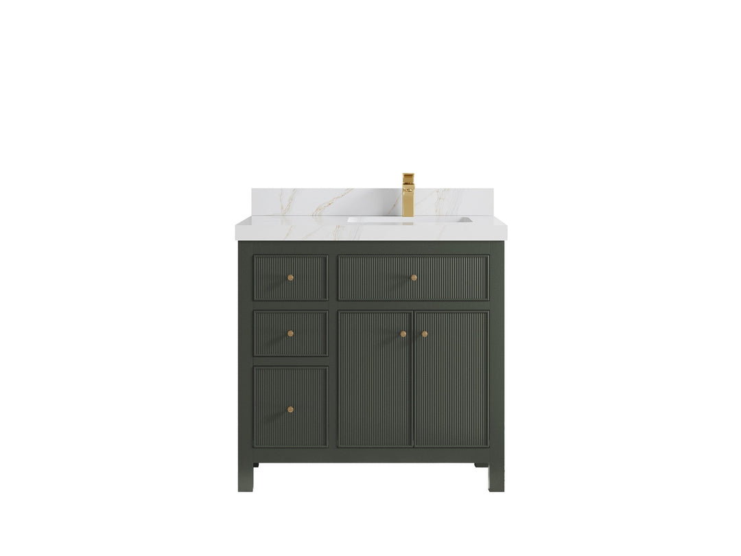 Sonoma 36 in. W x 22 in. D Right Offset Sink Bathroom Vanity | 
              
                Pewter Green
                
                  
             - SON_PGN_WHQZ_36R - photo №22