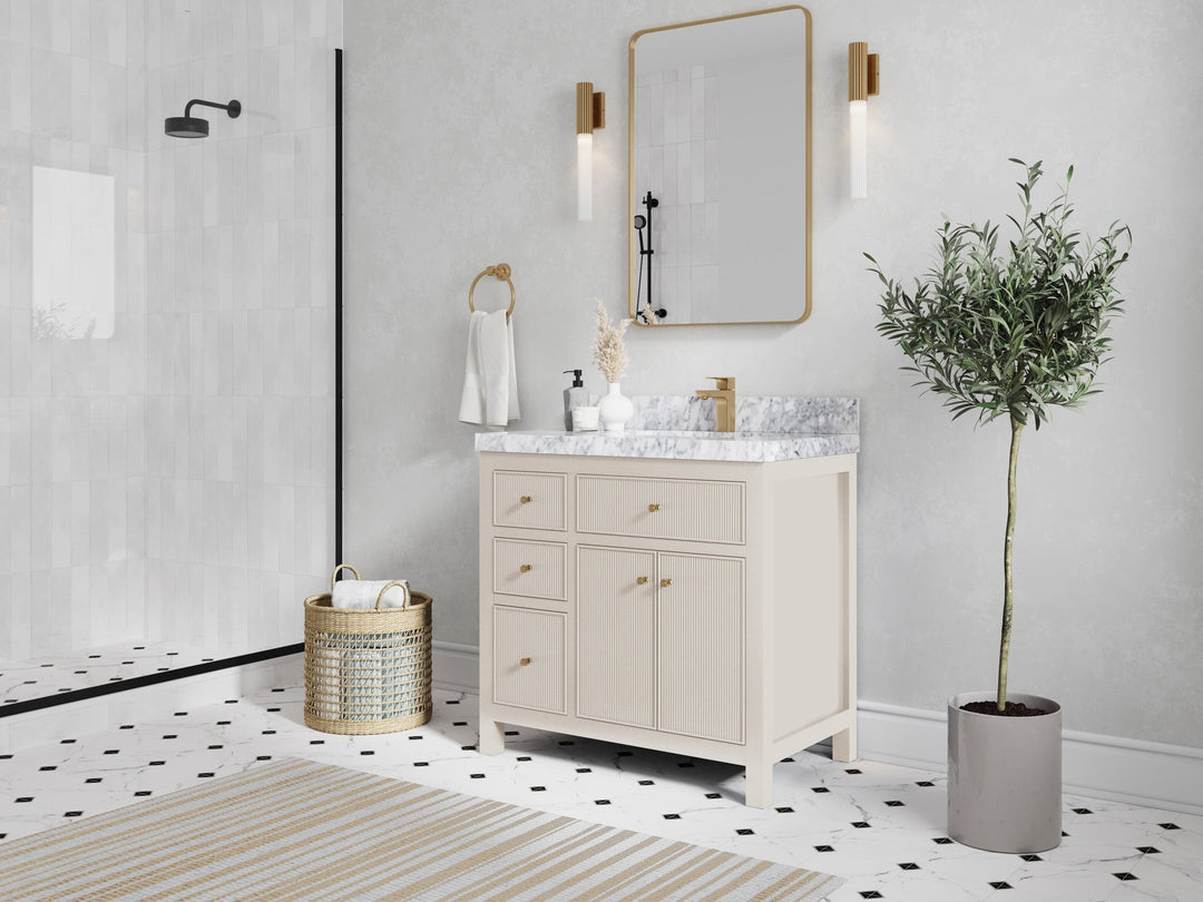 Sonoma 36 in. W x 22 in. D Right Offset Sink Bathroom Vanity | 
              
                 Fine Grain Linen Beige
                
                  
             - SON_FNG_BRS_36R - photo №2