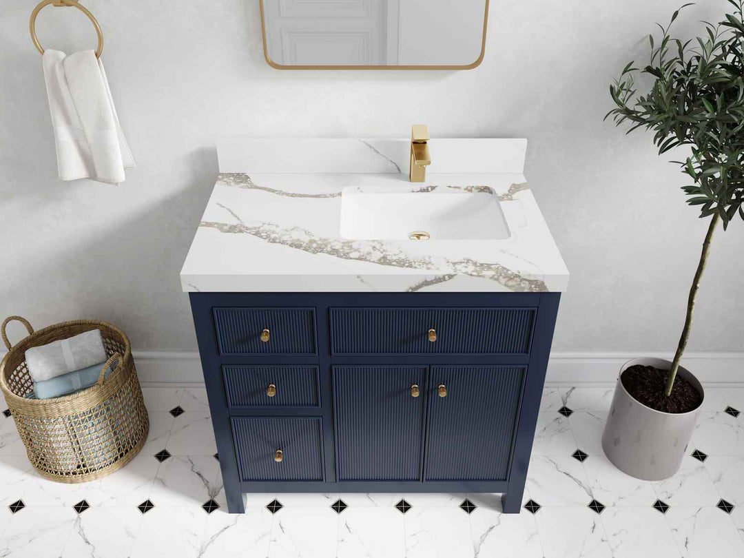 Sonoma 36 in. W x 22 in. D Right Offset Sink Bathroom Vanity | 
              
                Hale Navy Blue
                
                  
             - SON_HLN_WHQZ_36R - photo №14