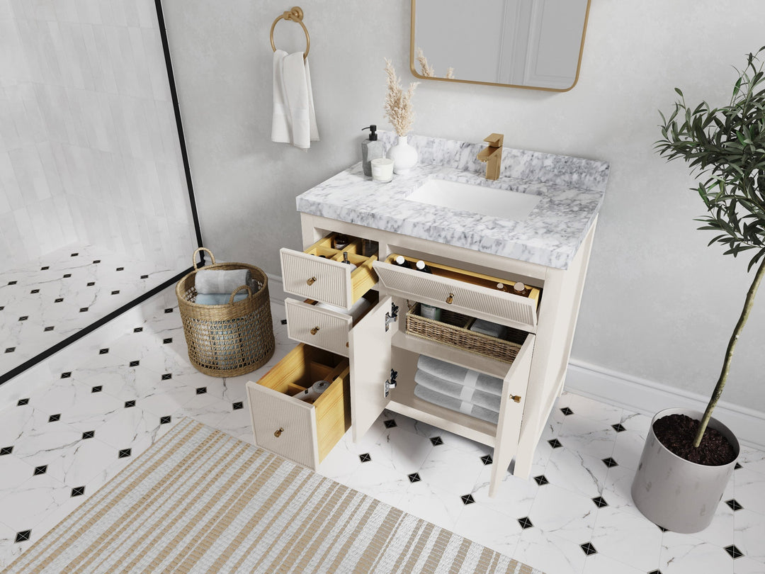 Sonoma 36 in. W x 22 in. D Right Offset Sink Bathroom Vanity | 
              
                 Fine Grain Linen Beige
                
                  
             - SON_FNG_BRS_36R - photo №3