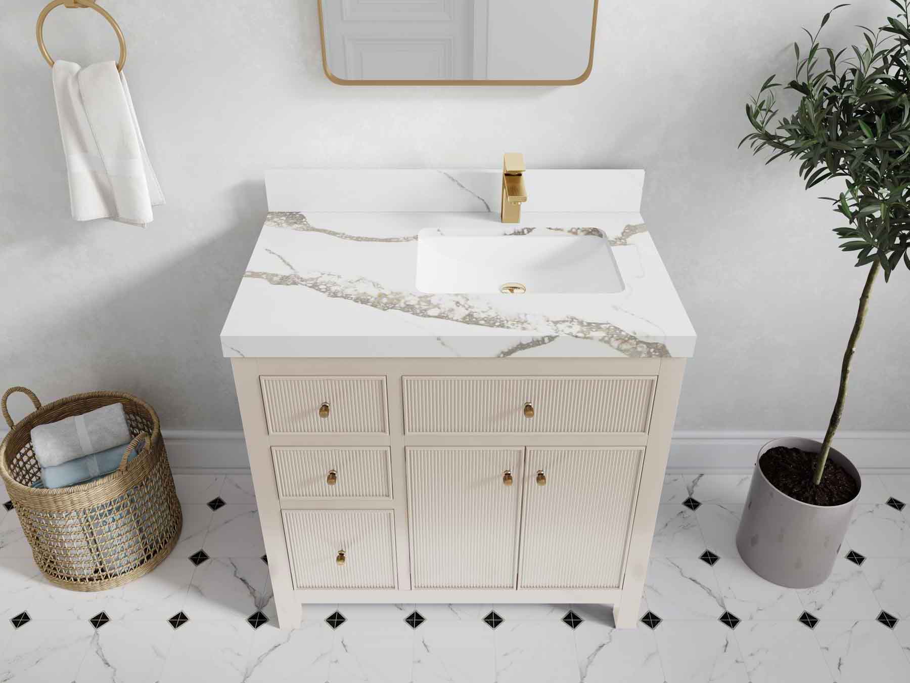 Sonoma 36 in. W x 22 in. D Right Offset Sink Bathroom Vanity - Willow Bath and Vanity