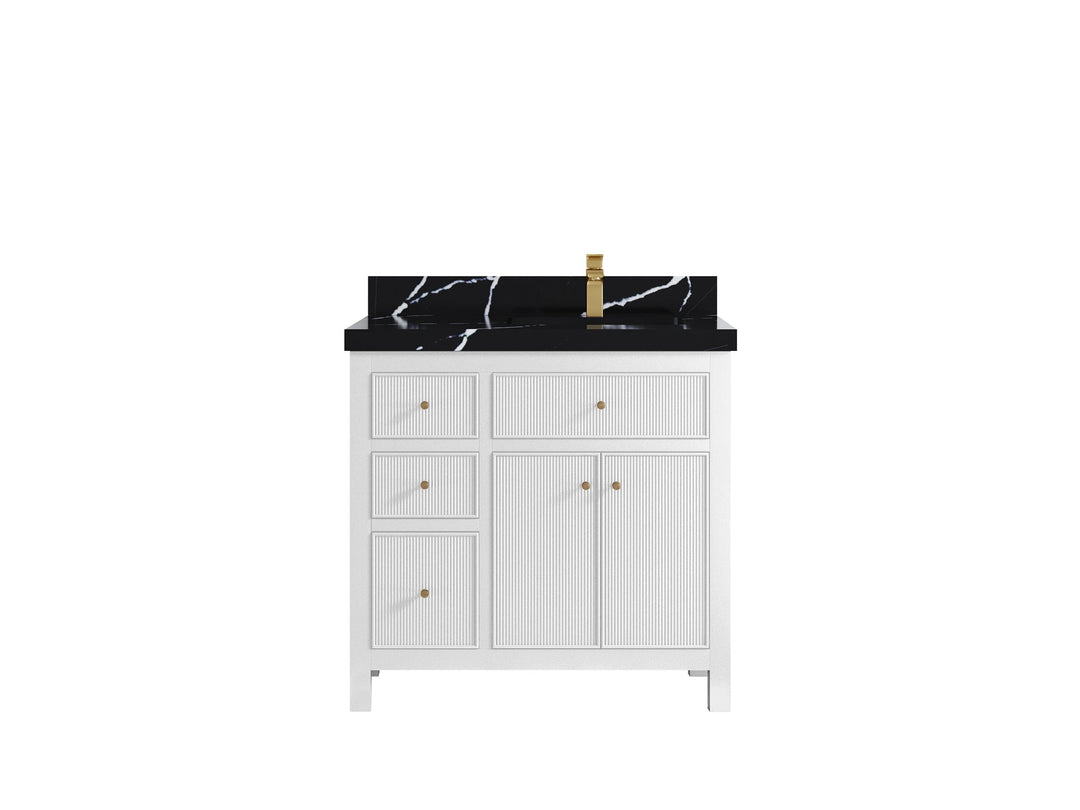 Sonoma 36 in. W x 22 in. D Right Offset Sink Bathroom Vanity | 
              
                White
                
                  
             - SON_WH_BRS_36R - photo №13
