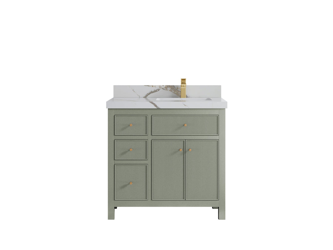 Sonoma 36 in. W x 22 in. D Right Offset Sink Bathroom Vanity | 
              
                Evergreen
                
                  
             - SON_EGN_BRS_36R - photo №16