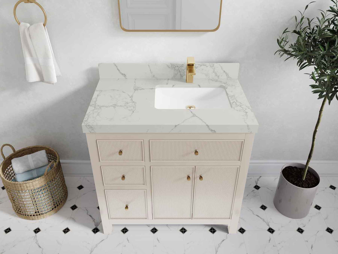 Sonoma 36 in. W x 22 in. D Right Offset Sink Bathroom Vanity | 
              
                 Fine Grain Linen Beige
                
                  
             - SON_FNG_BRS_36R - photo №39