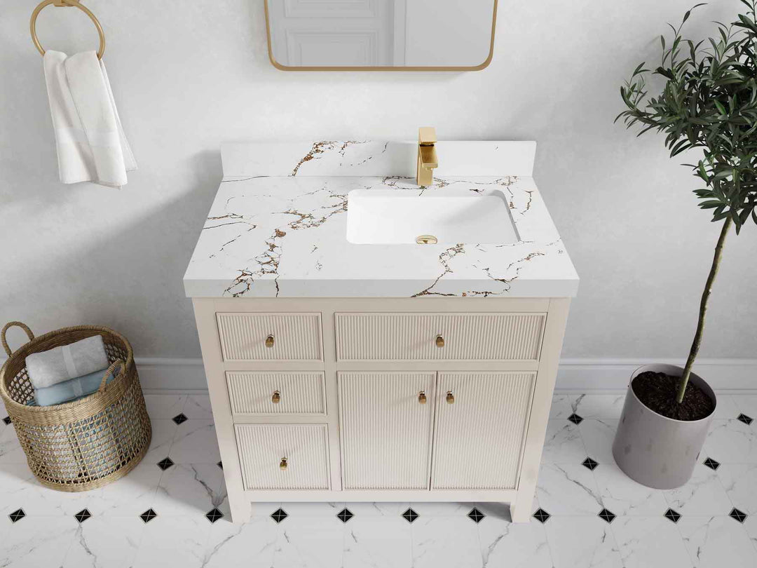 Sonoma 36 in. W x 22 in. D Right Offset Sink Bathroom Vanity | 
              
                 Fine Grain Linen Beige
                
                  
             - SON_FNG_BRS_36R - photo №41
