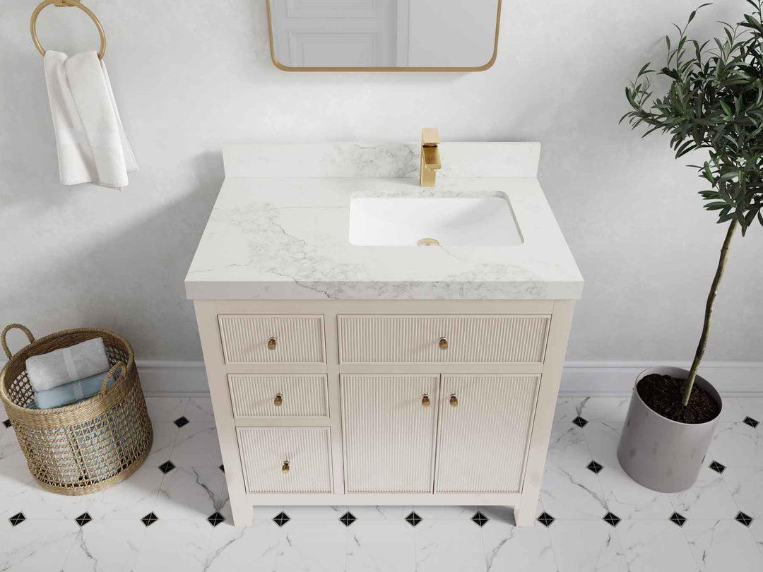 Sonoma 36 in. W x 22 in. D Right Offset Sink Bathroom Vanity | 
              
                 Fine Grain Linen Beige
                
                  
             - SON_FNG_BRS_36R - photo №19