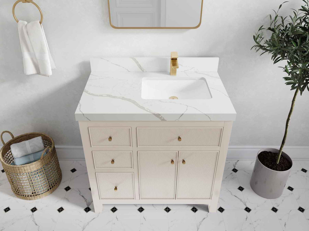 Sonoma 36 in. W x 22 in. D Right Offset Sink Bathroom Vanity | 
              
                 Fine Grain Linen Beige
                
                  
             - SON_FNG_BRS_36R - photo №17