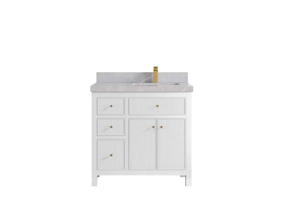 Sonoma 36 in. W x 22 in. D Right Offset Sink Bathroom Vanity | 
              
                White
                
                  
             - SON_WH_BRS_36R - photo №18